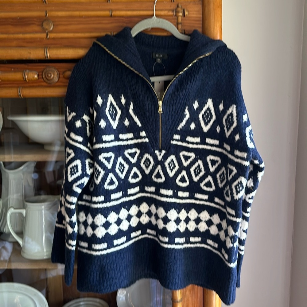 J crew sweater navy medium large NWT